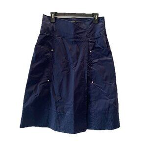 Karen Millen Women’s Cargo Cotton Poplin Midi Wrap Skirt Size 10 Navy Blue